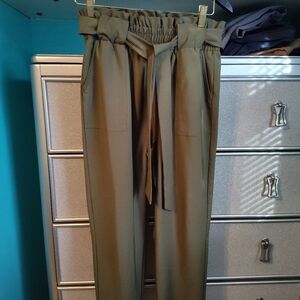 Olive Green High-Waisted Pants